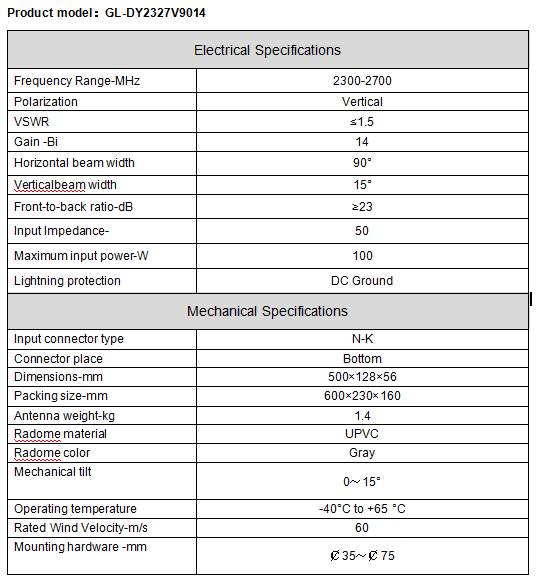 4G لوحة هوائي GL-DY2327V9014 